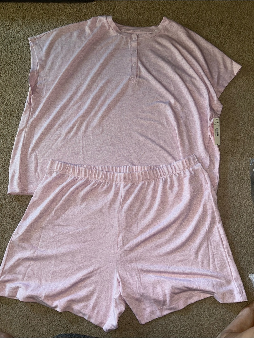 Joe Fresh Light Pink Short Sleeve Henley Pajama Set